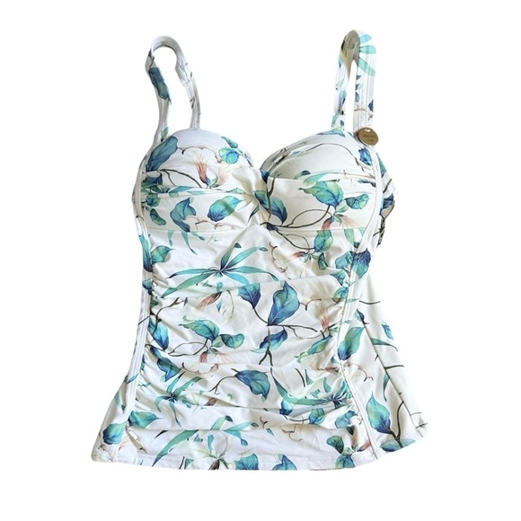 Bond-Eye Niptuck Tankini Swim Top Size 4 NWT Tropical Print Classic Multi Fit - Picture 1 of 10